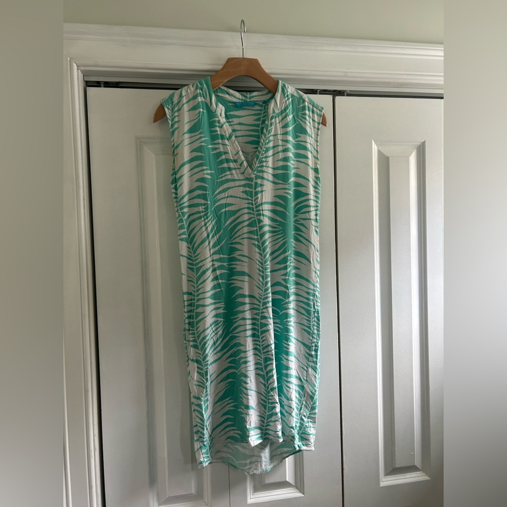 Tori Richard Teal and White Midi Dress